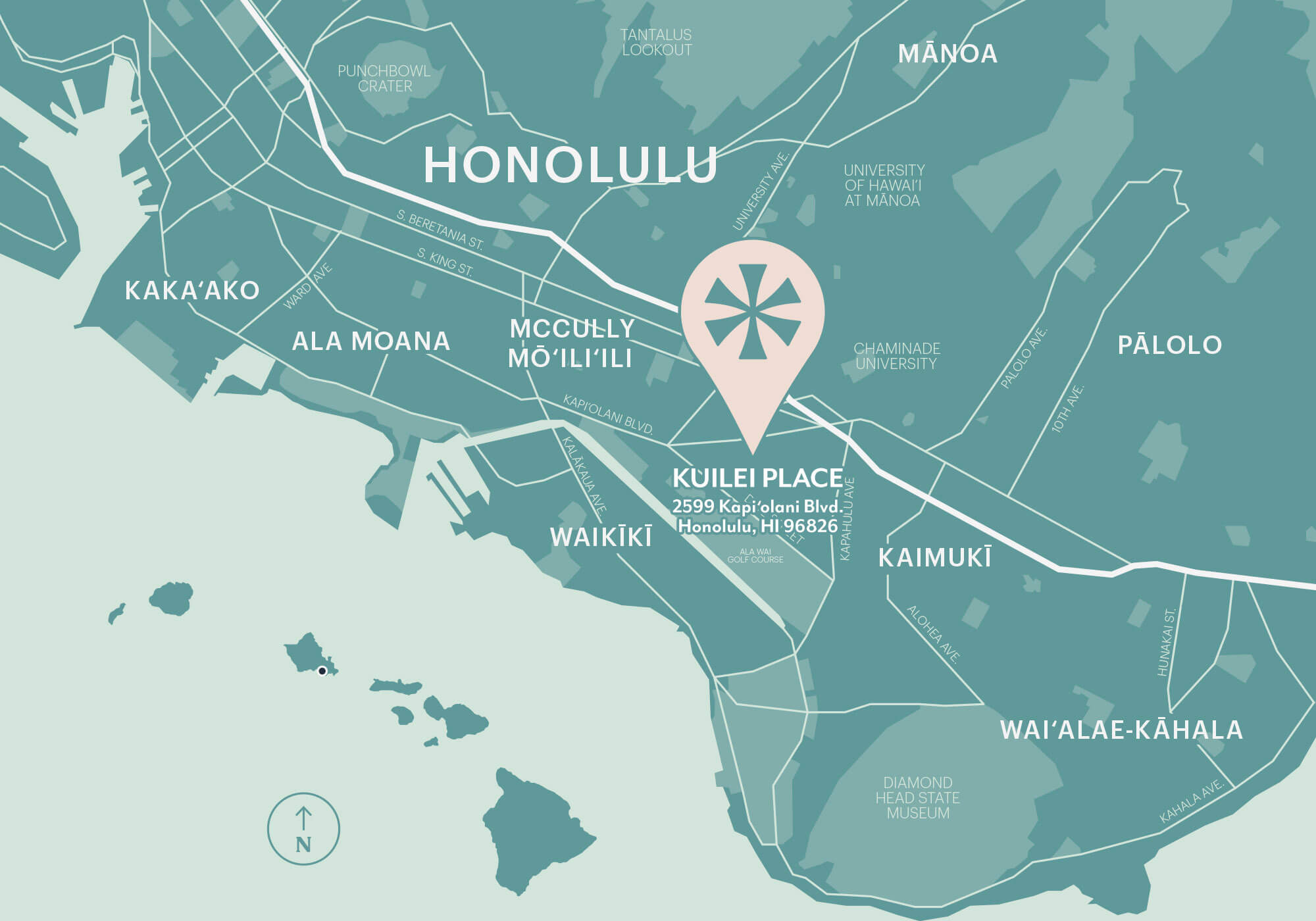 Homes For Sale In Honolulu HI Explore Kuilei Place   Honolulu Map Green2 